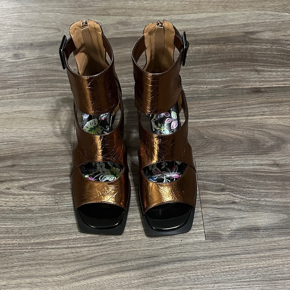 Metallic Brown Strappy Heel Sandals - Picture 2 of 11
